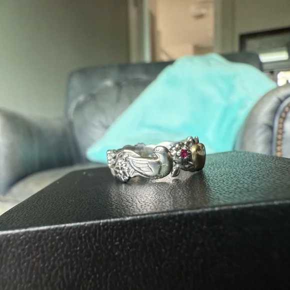 Artcarved brand vintage rare 14k, Ruby, SS and Gold Heart Ring size 6 - Picture 9 of 15